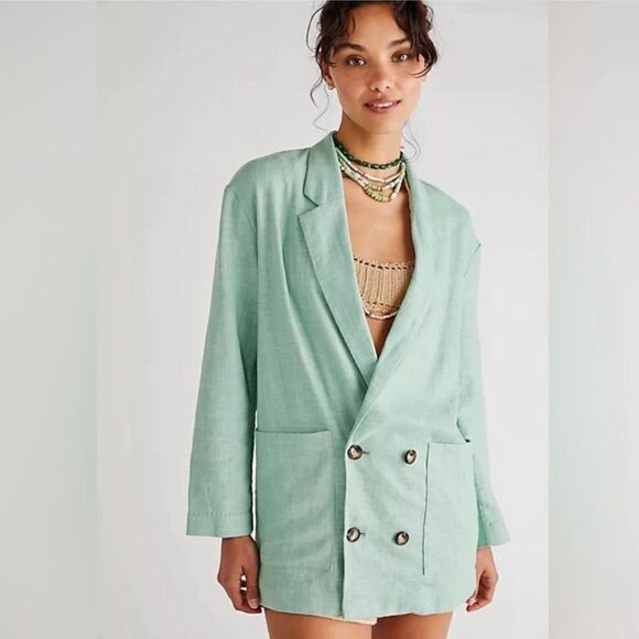 Free People Jackets & Blazers - NWOT Free People Aureta Carrie Linen Blazer Large